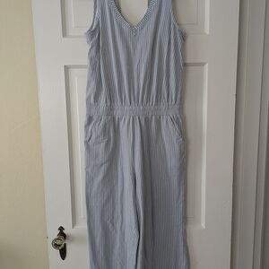 Pact Striped Sleeveless Jumpsuit Sz M